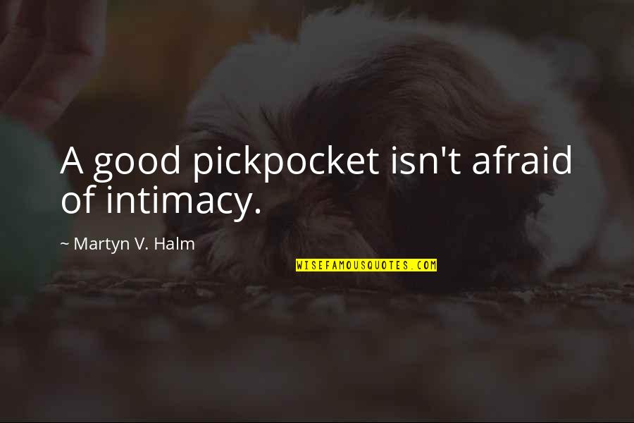 Educational Quotes By Martyn V. Halm: A good pickpocket isn't afraid of intimacy.