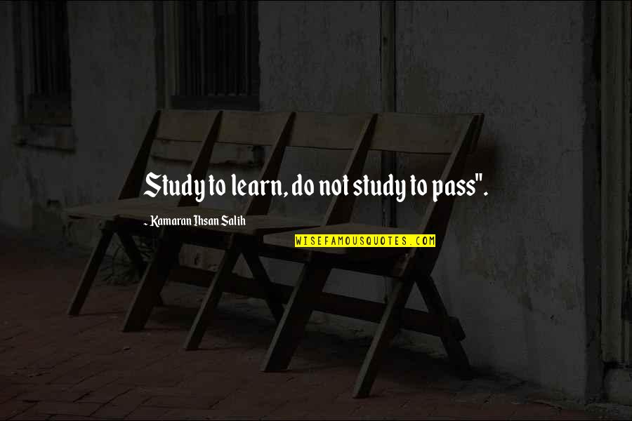 Educational Wisdom Quotes By Kamaran Ihsan Salih: Study to learn, do not study to pass".