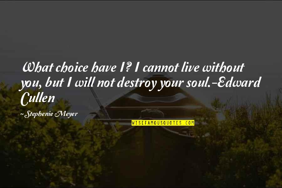 Edward Cullen Quotes By Stephenie Meyer: What choice have I? I cannot live without