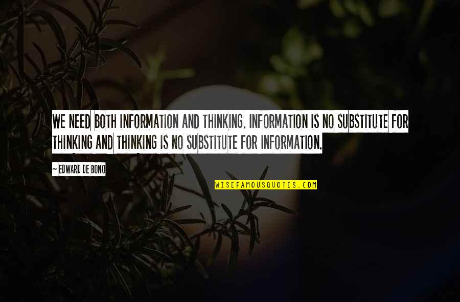 Edward De Bono Quotes By Edward De Bono: We need both information and thinking. Information is