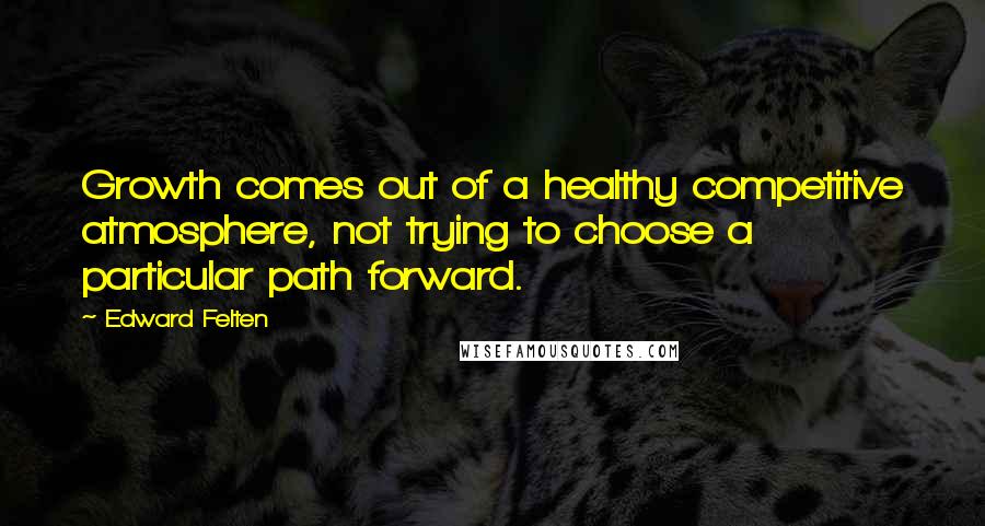 Edward Felten quotes: Growth comes out of a healthy competitive atmosphere, not trying to choose a particular path forward. Edward Felten quotes: Growth comes out of a healthy competitive atmosphere, not trying to choose a particular path forward.