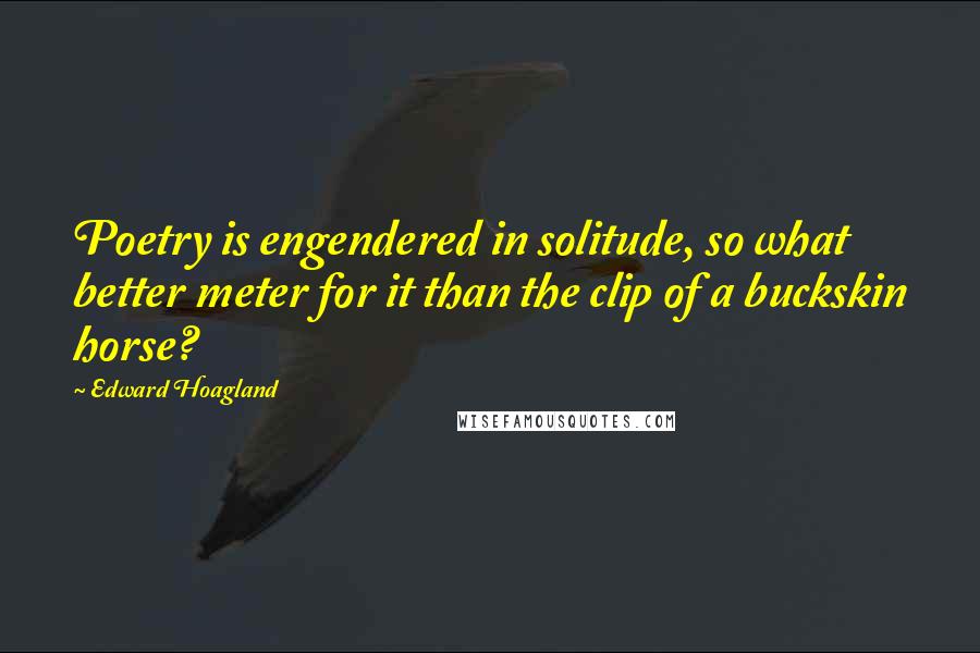 Edward Hoagland quotes: Poetry is engendered in solitude, so what better meter for it than the clip of a buckskin horse?