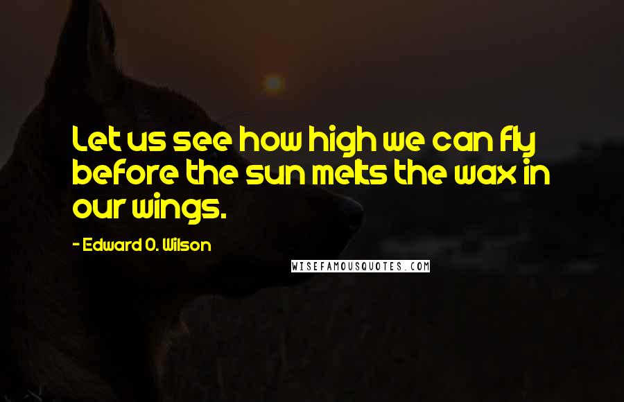 Edward O. Wilson quotes: Let us see how high we can fly before the sun melts the wax in our wings.