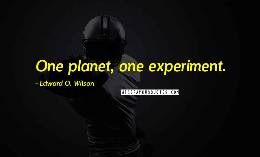 Edward O. Wilson quotes: One planet, one experiment.