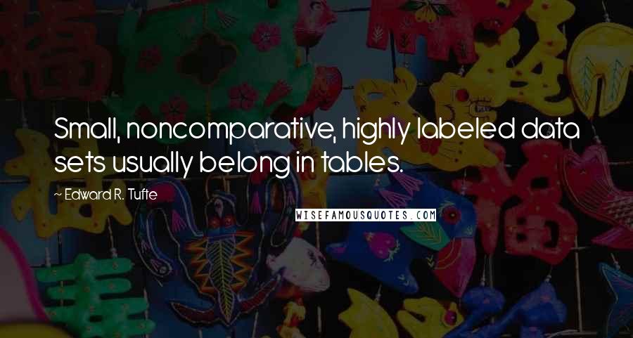 Edward R. Tufte quotes: Small, noncomparative, highly labeled data sets usually belong in tables.