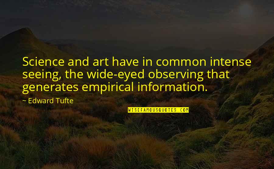 Edward R. Tufte Quotes By Edward Tufte: Science and art have in common intense seeing,
