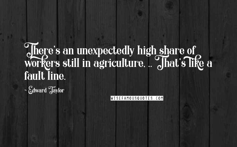 Edward Taylor quotes: There's an unexpectedly high share of workers still in agriculture, .. That's like a fault line.