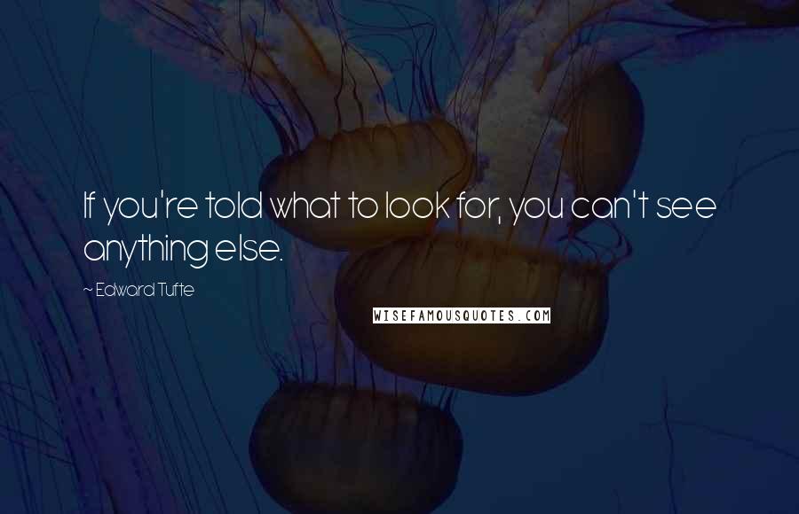 Edward Tufte quotes: If you're told what to look for, you can't see anything else.