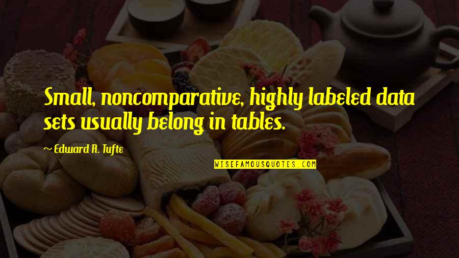 Edward Tufte Quotes By Edward R. Tufte: Small, noncomparative, highly labeled data sets usually belong