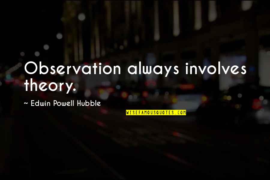 Edwin Hubble Quotes By Edwin Powell Hubble: Observation always involves theory.