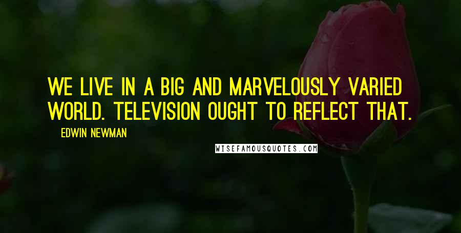 Edwin Newman quotes: We live in a big and marvelously varied world. Television ought to reflect that.