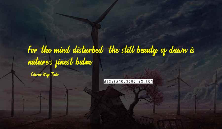 Edwin Way Teale quotes: For the mind disturbed, the still beauty of dawn is nature's finest balm.