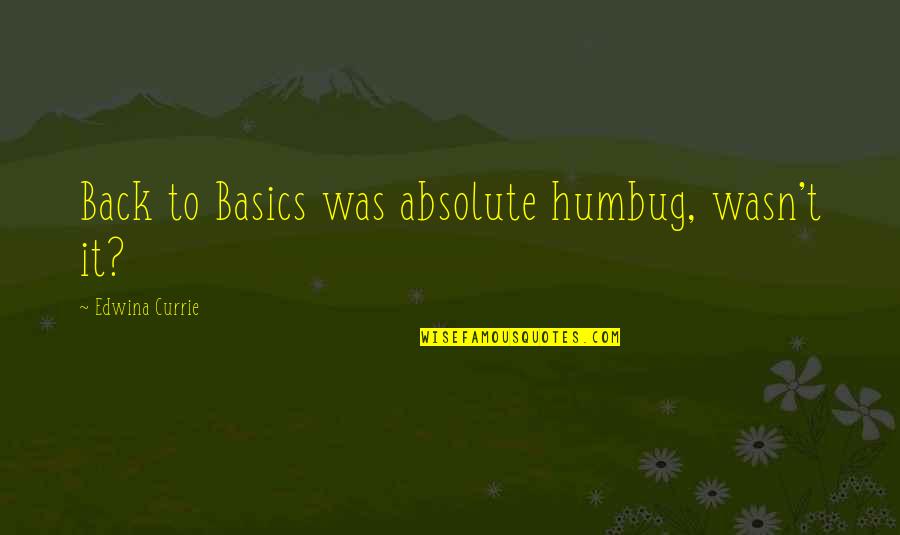Edwina Quotes By Edwina Currie: Back to Basics was absolute humbug, wasn't it?