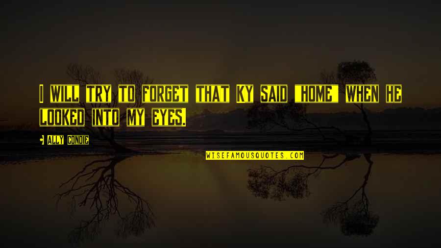 Eeltail Catfish Quotes By Ally Condie: I will try to forget that Ky said