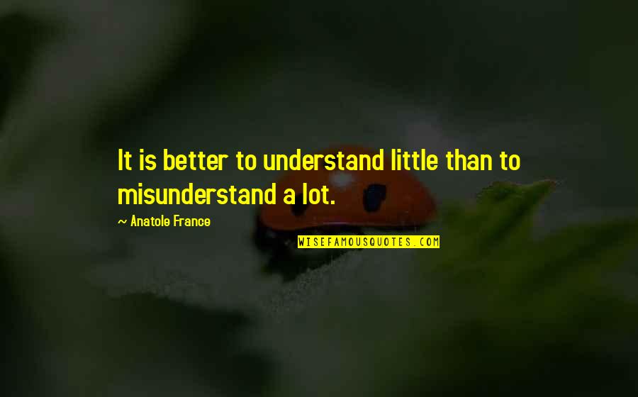 Eeny Meeny Quotes By Anatole France: It is better to understand little than to