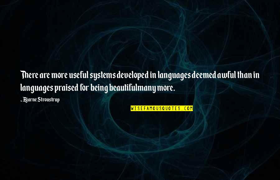 Eerste Werkdag Quotes By Bjarne Stroustrup: There are more useful systems developed in languages Eerste Werkdag Quotes By Bjarne Stroustrup: There are more useful systems developed in languages