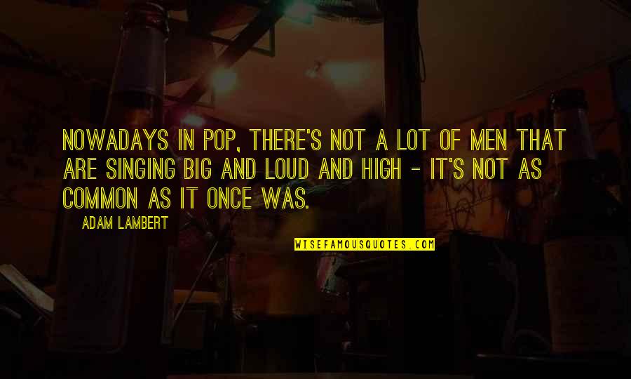 Eetstoornis Herstel Quotes By Adam Lambert: Nowadays in pop, there's not a lot of
