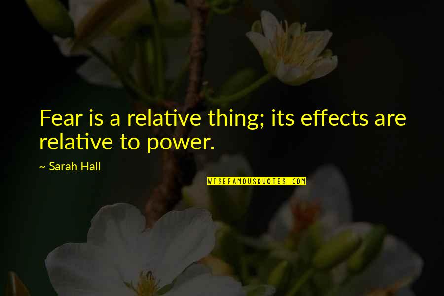 Effaces The Thecal Sac Quotes By Sarah Hall: Fear is a relative thing; its effects are