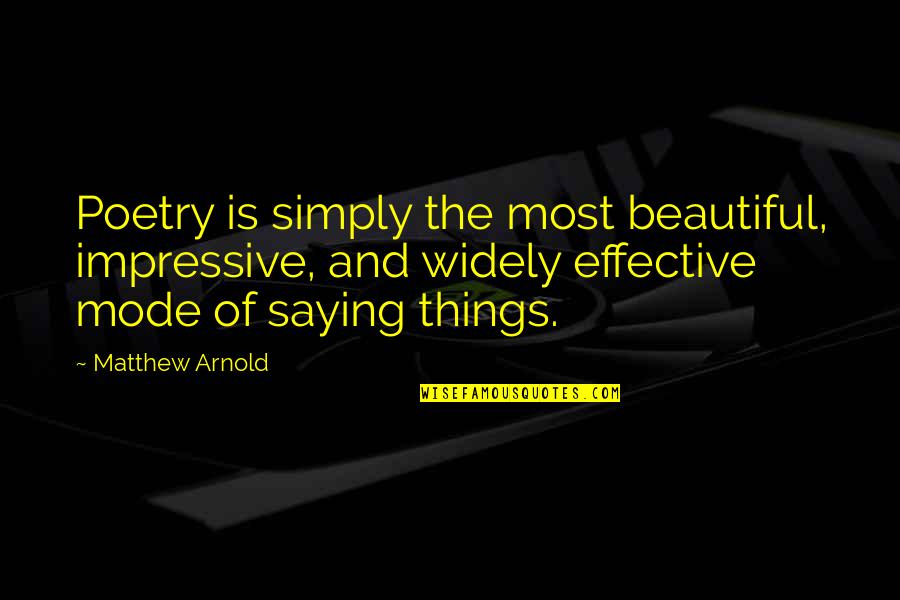 Effective Communication Quotes By Matthew Arnold: Poetry is simply the most beautiful, impressive, and