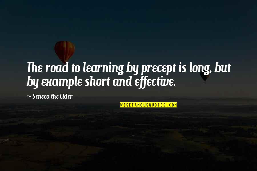 Effective Learning Quotes By Seneca The Elder: The road to learning by precept is long,