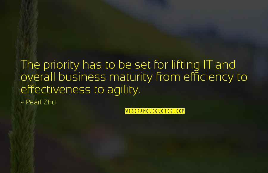 Efficiency And Effectiveness Quotes By Pearl Zhu: The priority has to be set for lifting