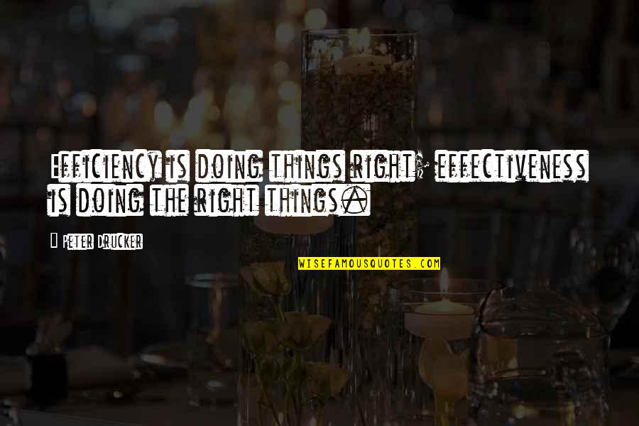 Efficiency And Effectiveness Quotes By Peter Drucker: Efficiency is doing things right; effectiveness is doing