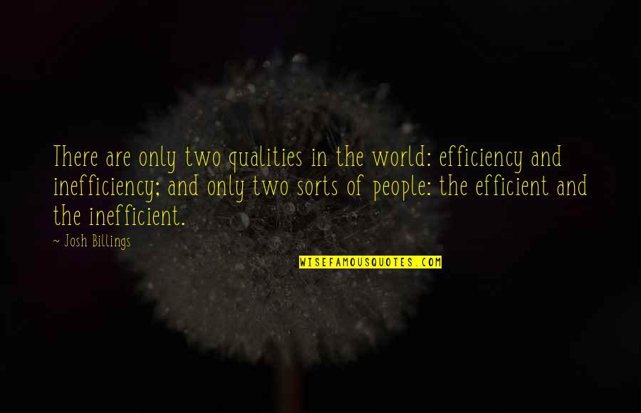 Efficiency And Quality Quotes By Josh Billings: There are only two qualities in the world: