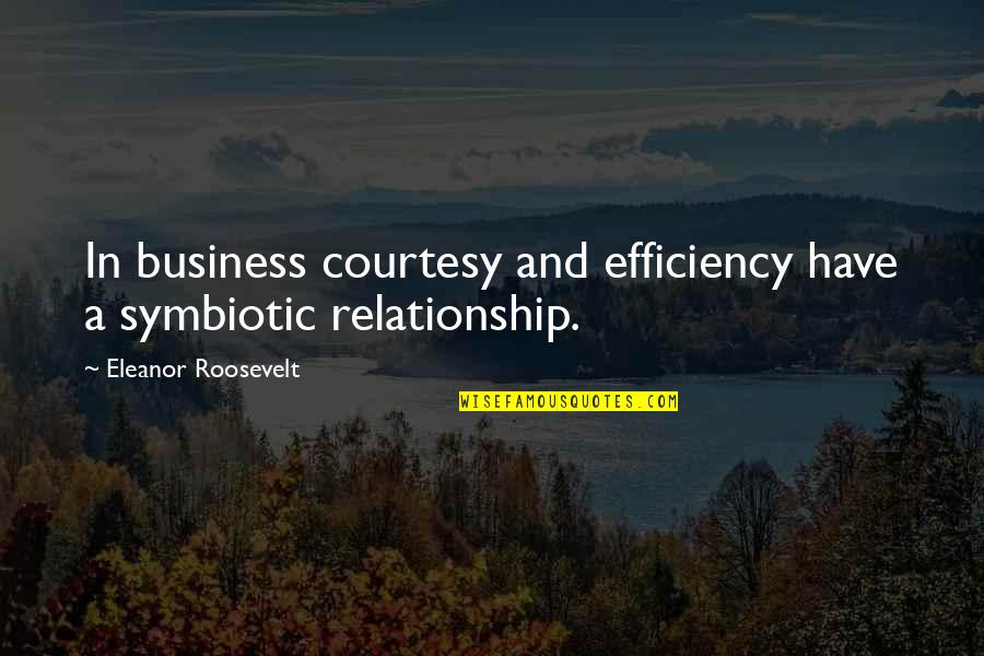 Efficiency In Business Quotes By Eleanor Roosevelt: In business courtesy and efficiency have a symbiotic