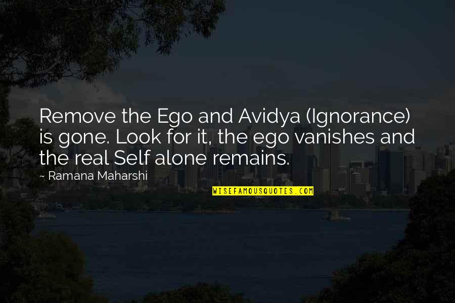 Efficient Teacher Quotes By Ramana Maharshi: Remove the Ego and Avidya (Ignorance) is gone.