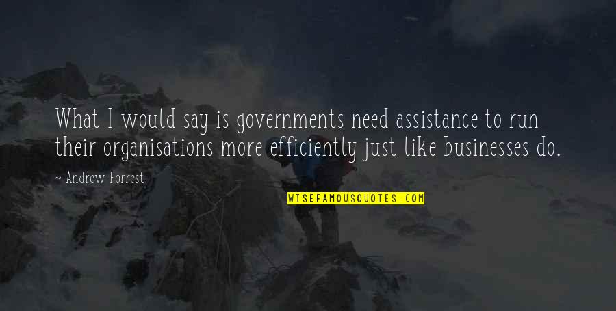 Efficiently Quotes By Andrew Forrest: What I would say is governments need assistance