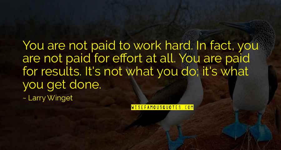 Effort And Results Quotes By Larry Winget: You are not paid to work hard. In