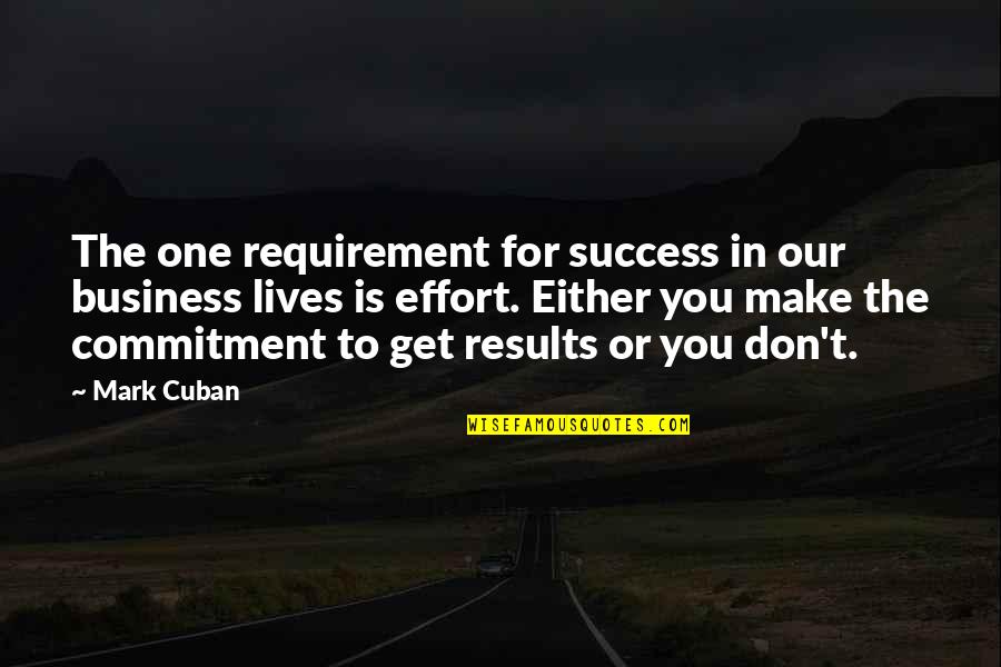 Effort And Results Quotes By Mark Cuban: The one requirement for success in our business