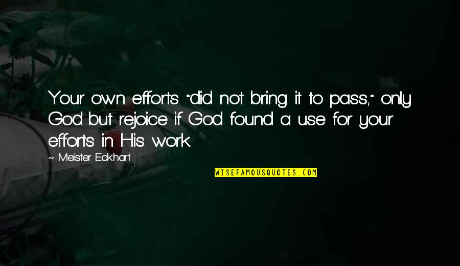 Effort In Work Quotes By Meister Eckhart: Your own efforts "did not bring it to