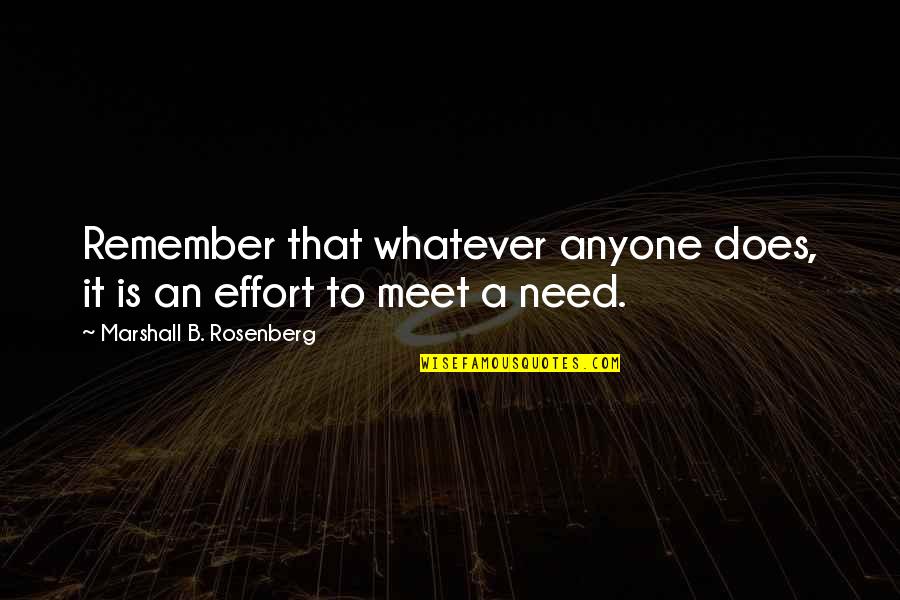 Effort Quotes By Marshall B. Rosenberg: Remember that whatever anyone does, it is an
