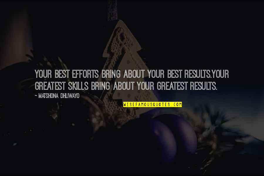 Efforts And Results Quotes By Matshona Dhliwayo: Your best efforts bring about your best results.Your