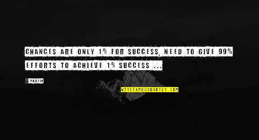 Efforts And Success Quotes By Pratik: Chances are only 1% for success, need to