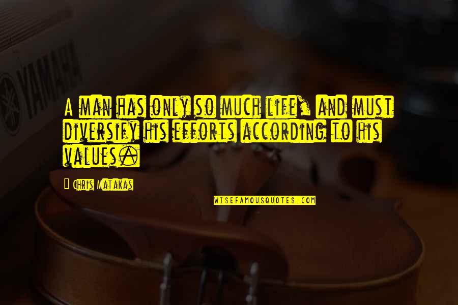 Efforts In Life Quotes By Chris Matakas: A man has only so much life, and Efforts In Life Quotes By Chris Matakas: A man has only so much life, and