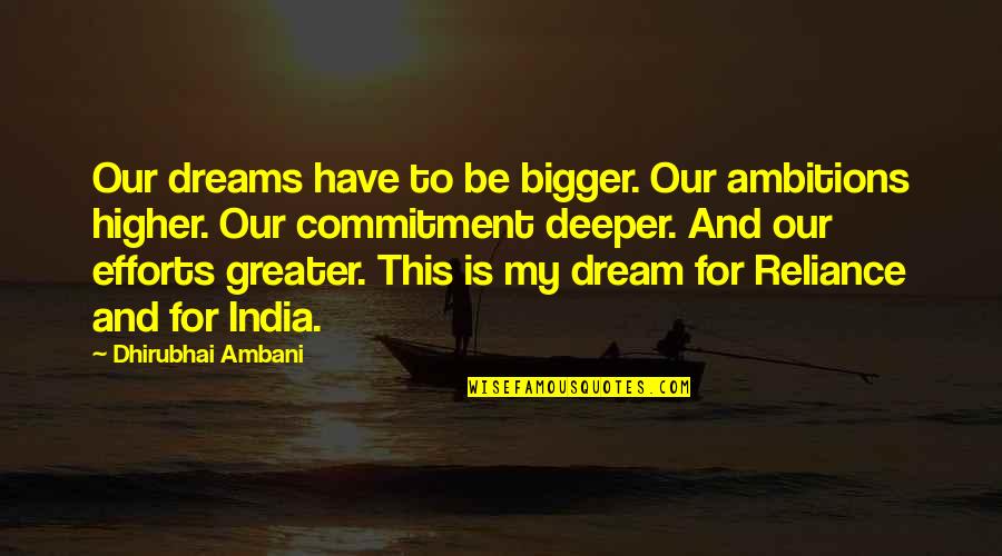 Efforts Quotes By Dhirubhai Ambani: Our dreams have to be bigger. Our ambitions