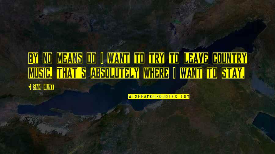 Efstathiadis Quotes By Sam Hunt: By no means do I want to try Efstathiadis Quotes By Sam Hunt: By no means do I want to try