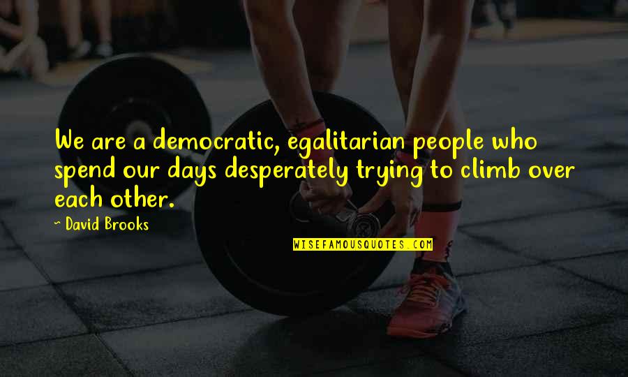 Egalitarian Quotes By David Brooks: We are a democratic, egalitarian people who spend