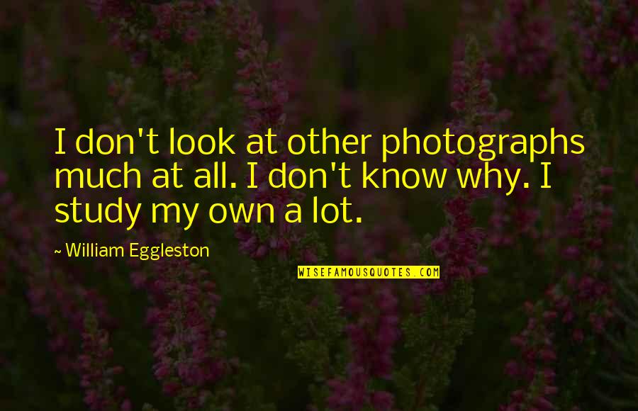 Eggleston's Quotes By William Eggleston: I don't look at other photographs much at
