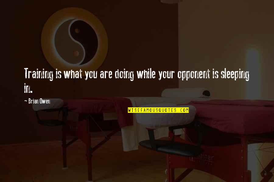 Eggs And Life Quotes By Brian Owen: Training is what you are doing while your