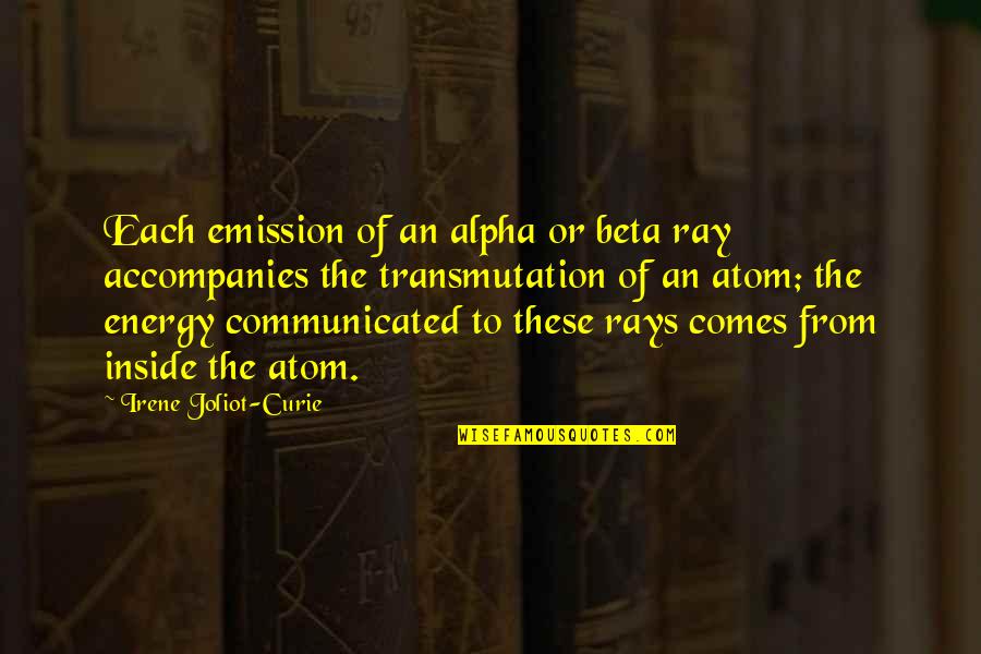 Egito Wikipedia Quotes By Irene Joliot-Curie: Each emission of an alpha or beta ray Egito Wikipedia Quotes By Irene Joliot-Curie: Each emission of an alpha or beta ray