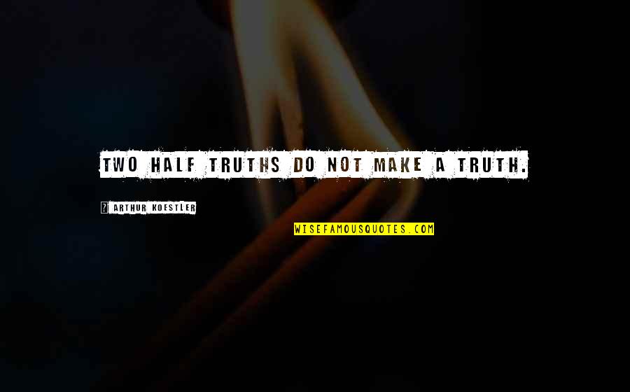 Ego Between Love Quotes By Arthur Koestler: Two half truths do not make a truth. Ego Between Love Quotes By Arthur Koestler: Two half truths do not make a truth.