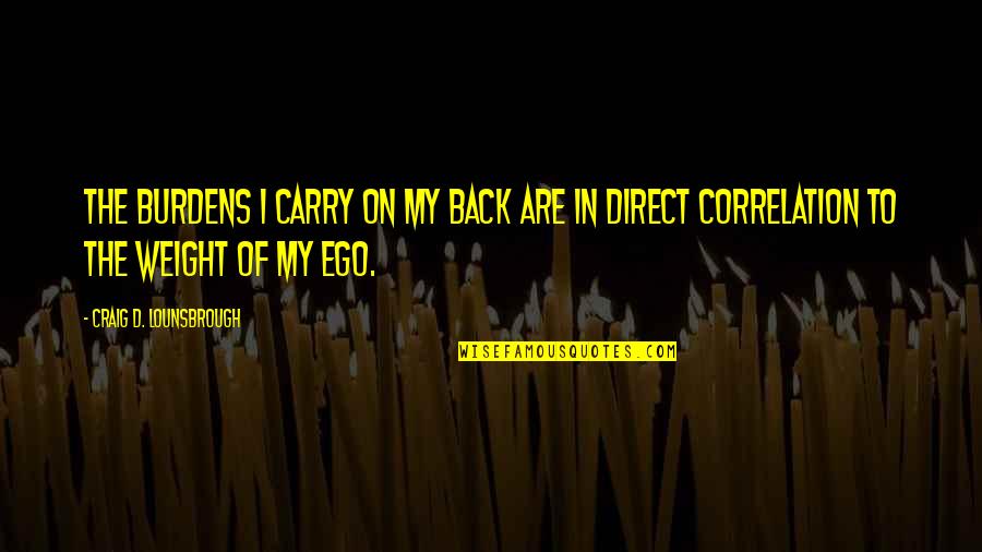 Egocentric Quotes By Craig D. Lounsbrough: The burdens I carry on my back are