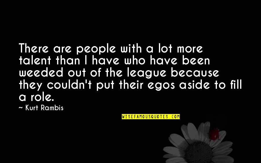 Egos Quotes By Kurt Rambis: There are people with a lot more talent Egos Quotes By Kurt Rambis: There are people with a lot more talent