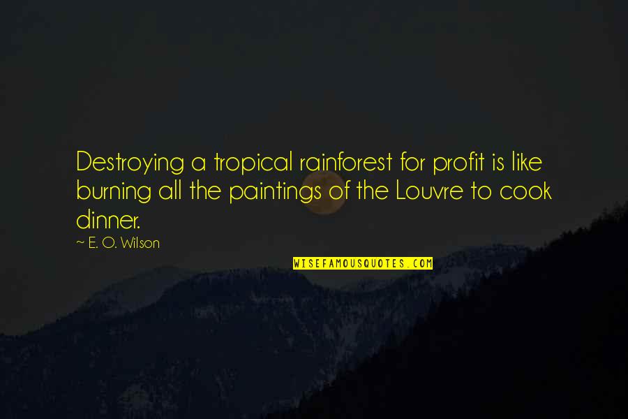 Egyptian Anubis Quotes By E. O. Wilson: Destroying a tropical rainforest for profit is like