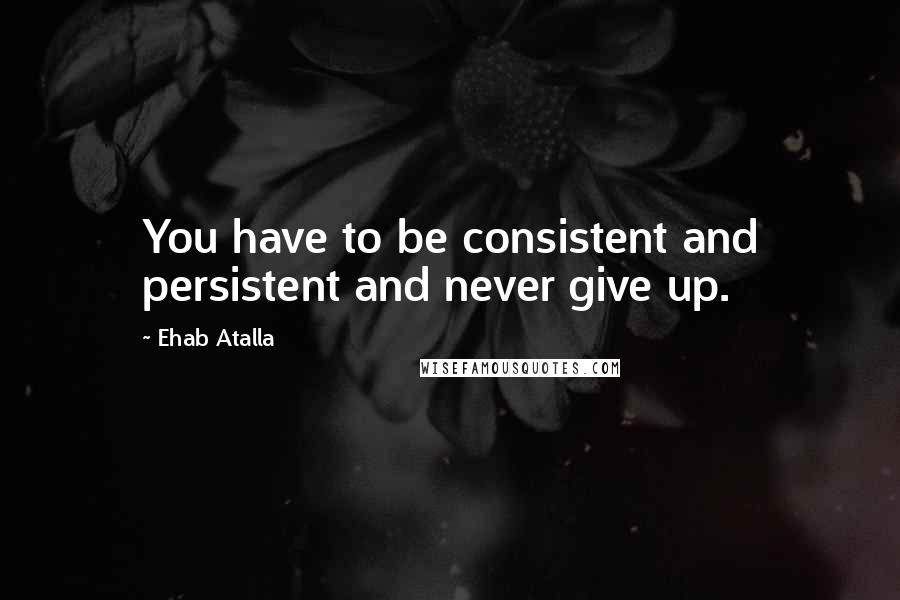 Ehab Atalla quotes: You have to be consistent and persistent and never give up.