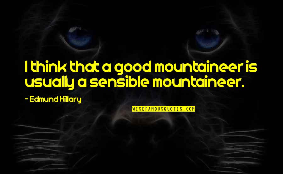 Ehrenbreitstein Juden Quotes By Edmund Hillary: I think that a good mountaineer is usually