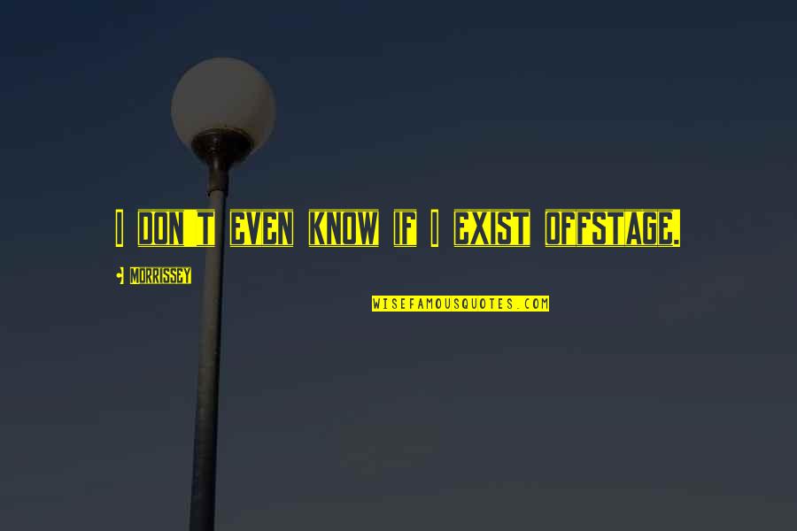 Ehrenstein Sager Quotes By Morrissey: I don't even know if I exist offstage.